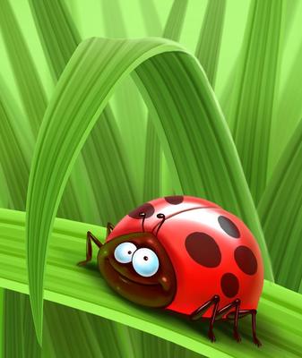 卡通瓢蟲圖片-綠葉上的七星瓢蟲卡通素材-高清圖片-攝影照片-尋圖免費打包下載