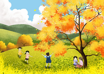 秋游插畫-秋游卡通-秋游手繪圖片下載