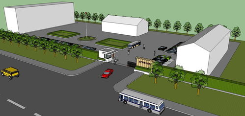 現代工廠大門su模型下載