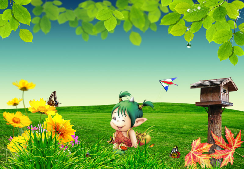 舞動春天自然景色PSD素材 - 愛圖網設計圖片素材下載